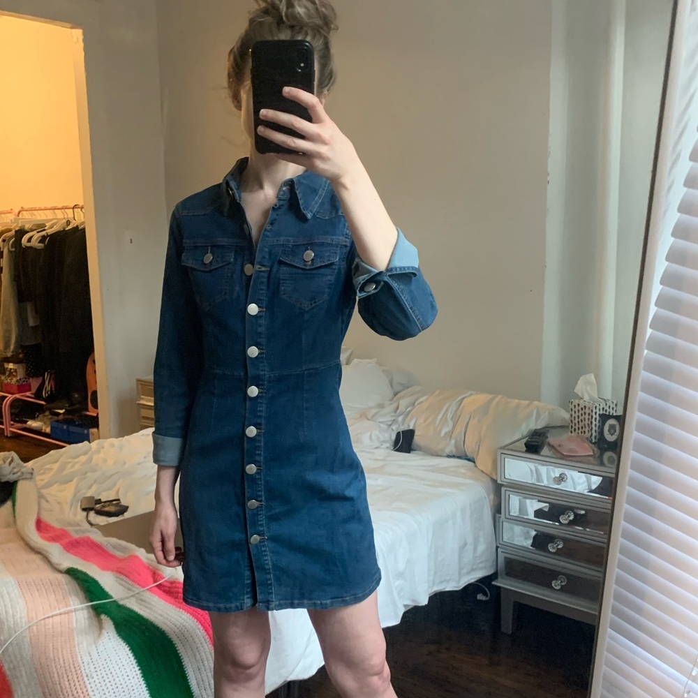 Denim Button Down Mini Dress